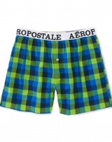 Pánské trenýrky Aero Plaid Woven Boxers - Zelená